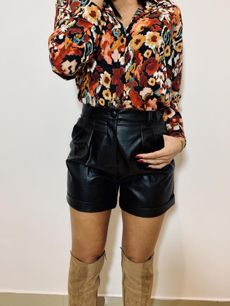 Short Luiza simili cuir noir, .