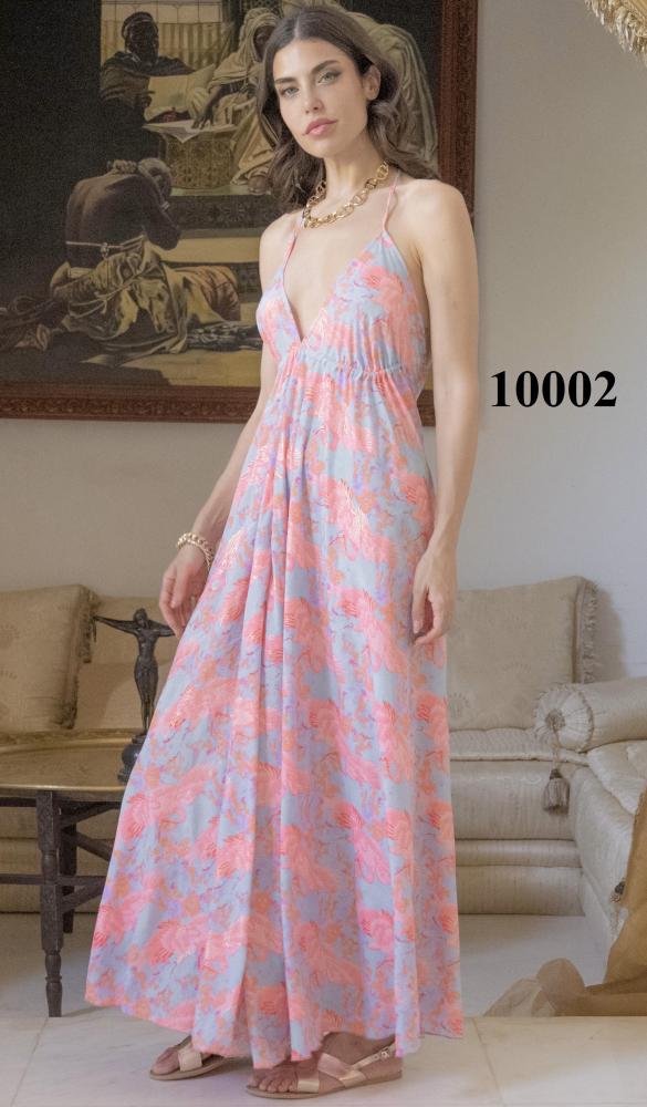 Robe longue Patti dos nu rose, .