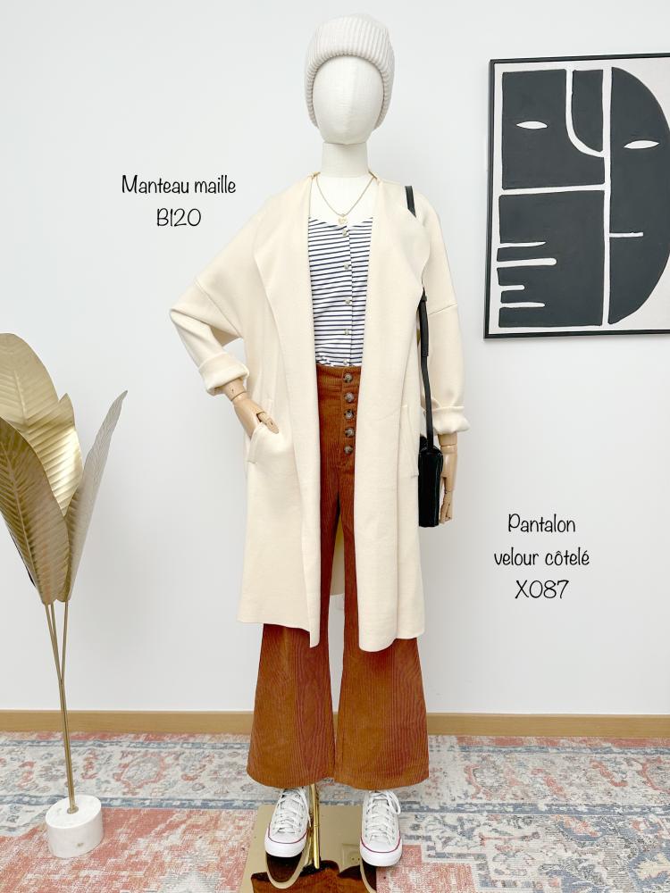 Manteau Yuna maille beige, .