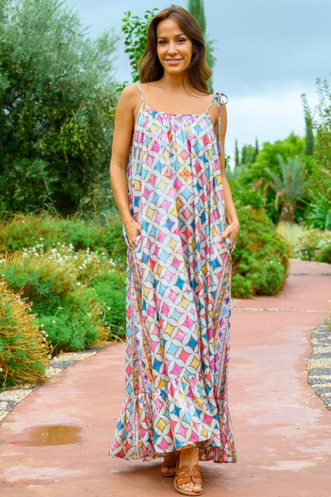 Robe Summer longue dos nu à motifs, .