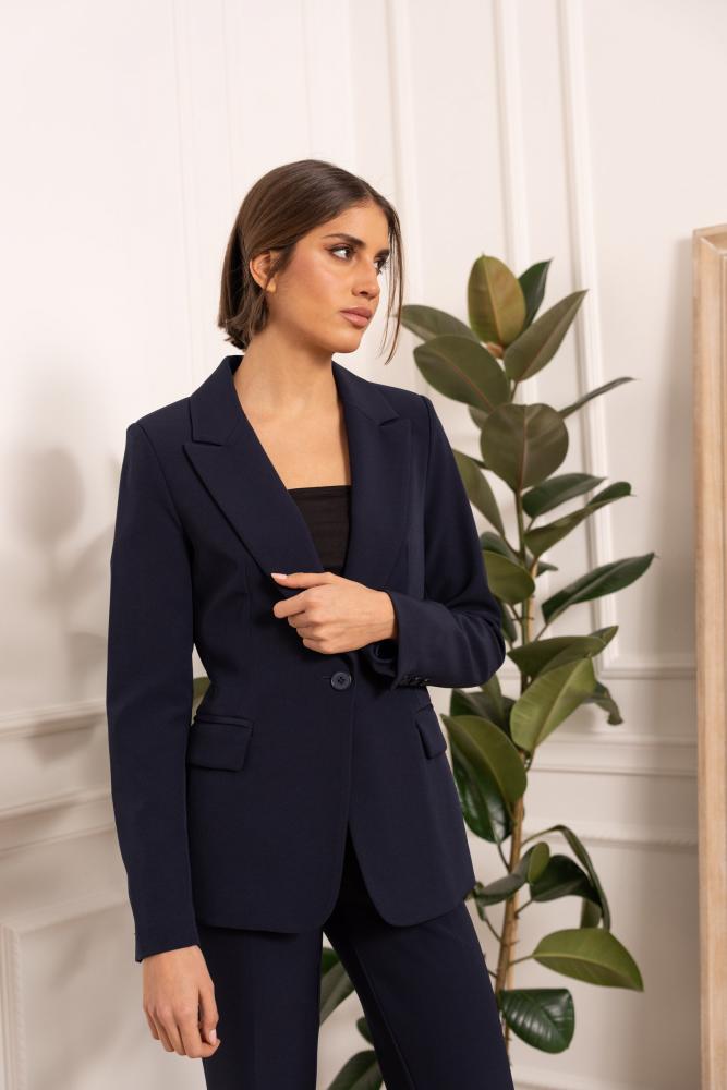 Blazer Mirella cintré bleu marine, .