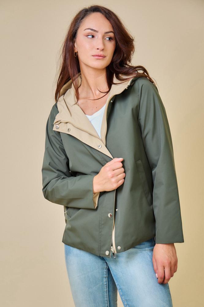 Veste Gabardine Adriana réversible kaki beige