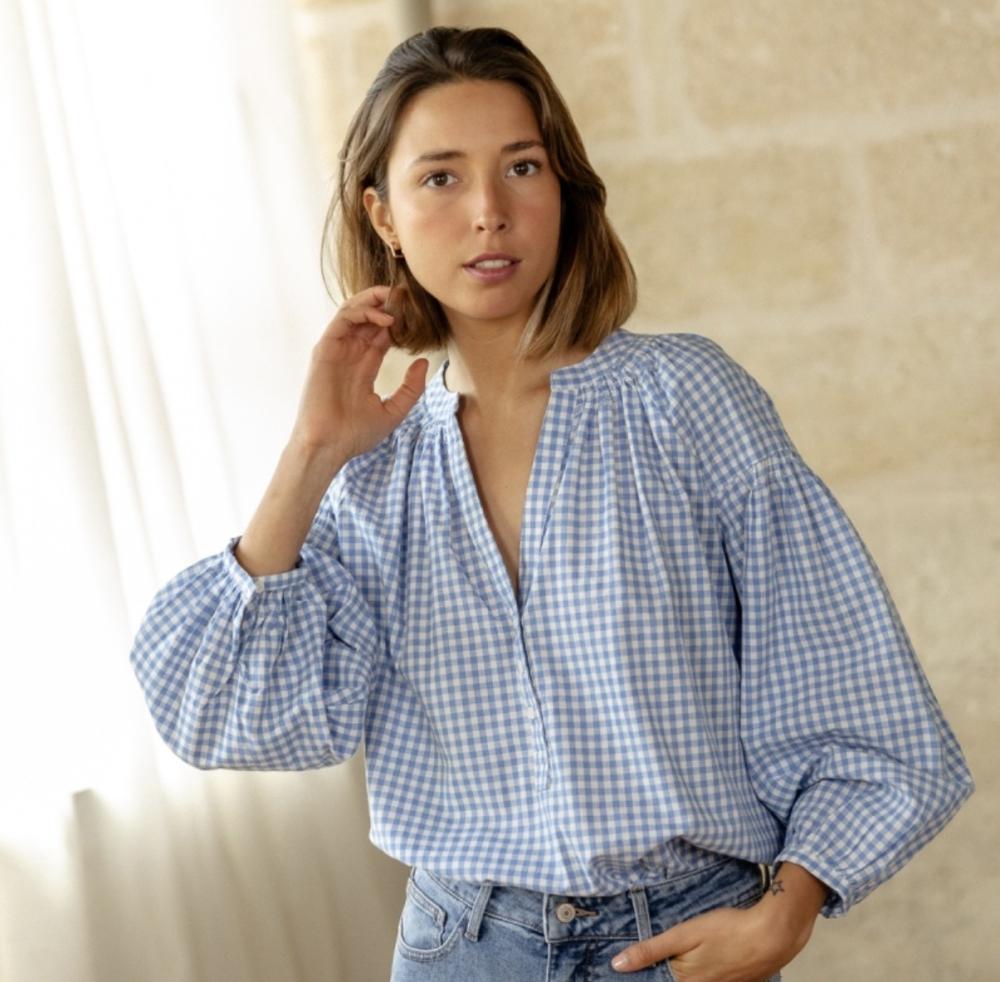 Acheter en ligne Blouses Blouse Geni Vichy ciel Blouses Blouse Geni Vichy ciel