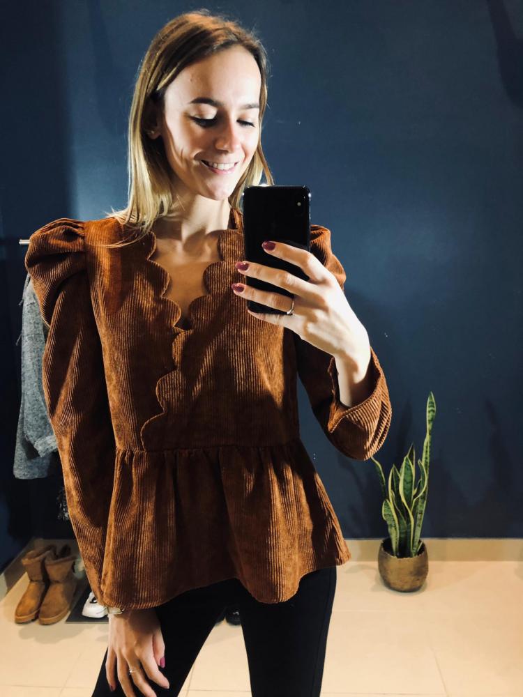 Blouses Blouse en velours cotelé camel