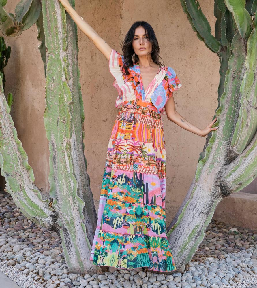 Acheter en ligne Robes ROBE LONGUE DÉCOLLETÉ V FRONCÉ KYANI Robes ROBE LONGUE DÉCOLLETÉ V FRONCÉ KYANI